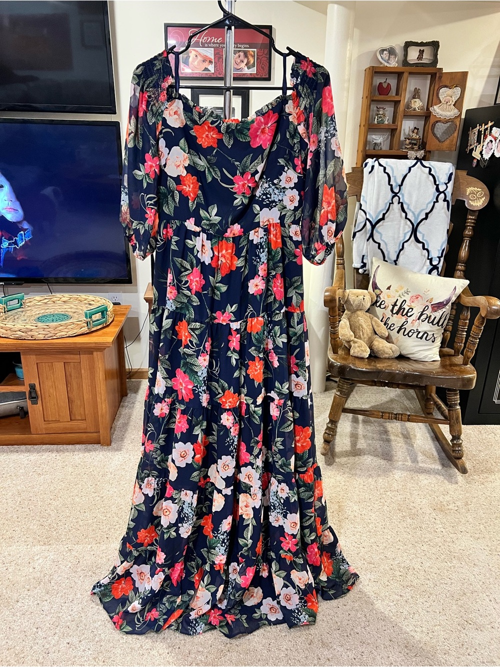Eliza J Navy Floral Maxi Dress